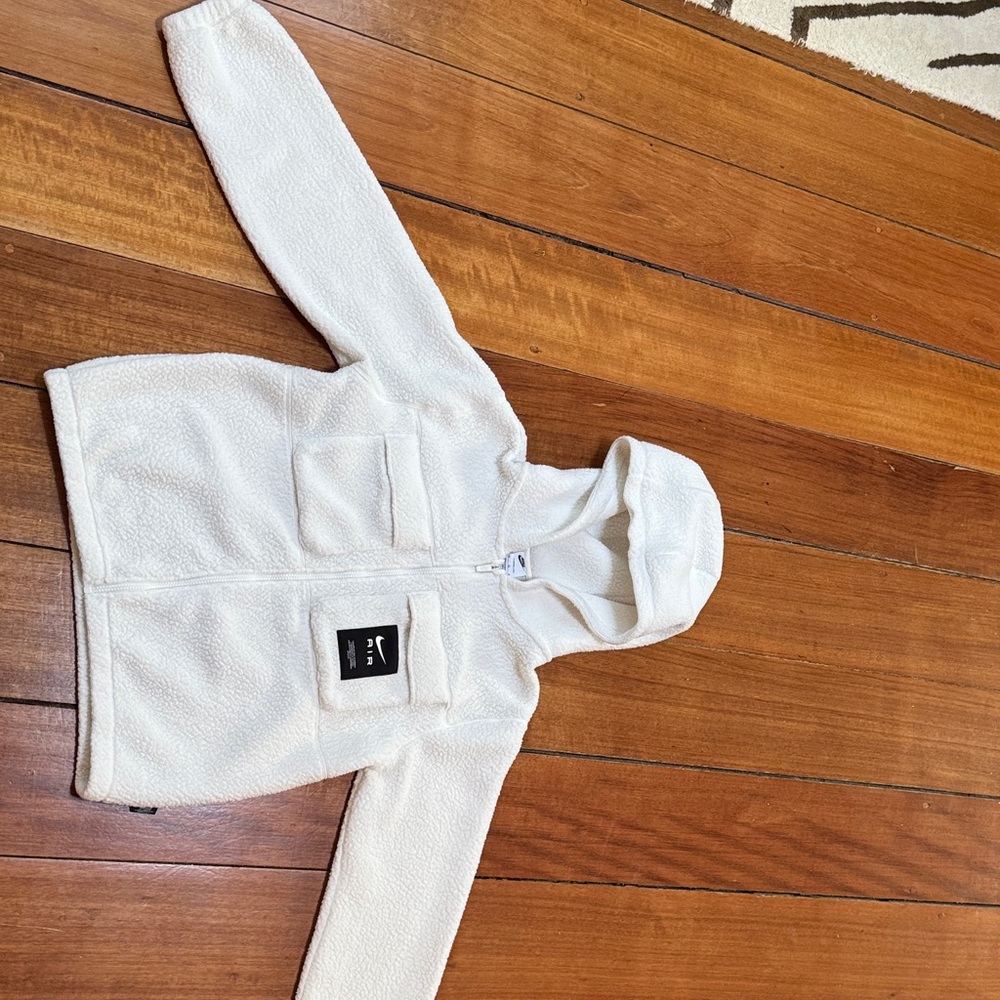 Nike White Sherpa Zip-Up Jacket